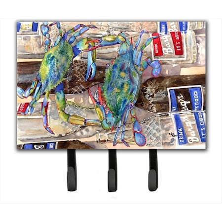 Carolines Treasures 6 x 9 in. Blue Crabby Bottles of Barqs Rootbeer Leash or Key Holder CA74855